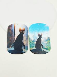1pc Cute Cartoon Cat Tag, Double-Sided 3D Painted Acrylic Black Cat Pendant, Small Cat Pendant, DIY Jewelry Making And Decoration Accessory, Can Be Used As Keychain, Bag Charm, Birthday Gift - Multicolor - View 3