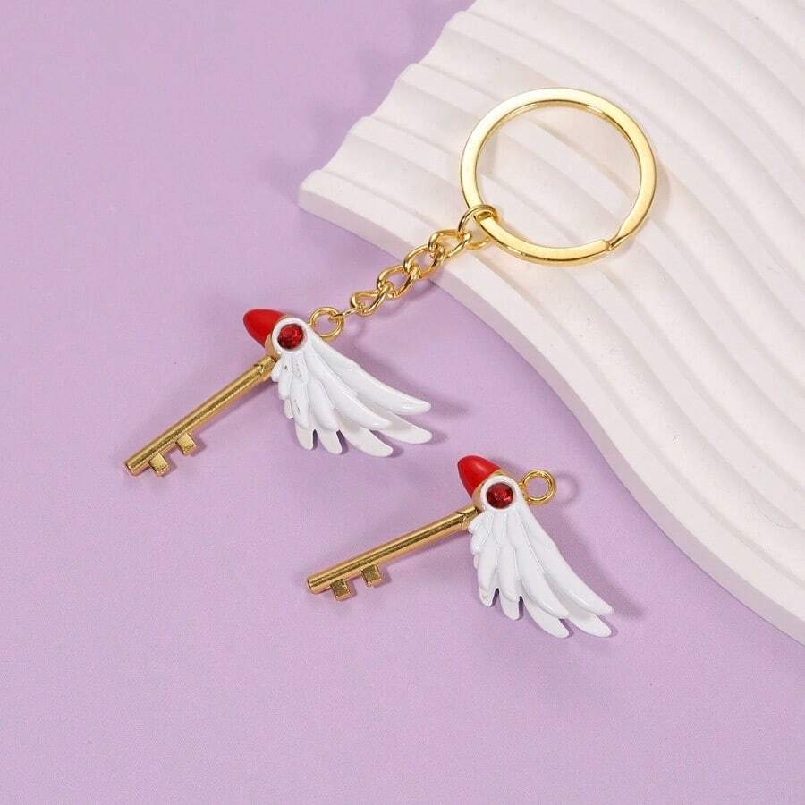 1pc 2025 Latest Trending Cross-Border Card Captor Sakura Necklace, Magical Girl Sakura's Bird Staff Keychain Pendant, Birthday Gift, Halloween Gift, Party Gift, Best Gift - Multicolor - View 1