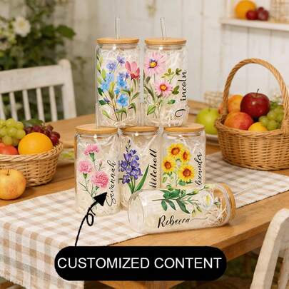 1PC Versatile Glass Water Cup With Straw - Perfect For Iced Coffee, Beer, Tea High Borosilicate Glass, Multiple Sizes (11.83oz/15.22oz/18.6oz) Includes Wooden Lid & Straw Ideal For Juice, Milk School Essentials