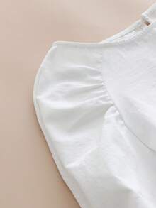 女士休闲百搭纯色灯笼袖上衣 白色 夏季 - 白色 - 查看 8