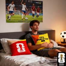 FIFA World Cup 2026 Plush Throw Pillow, FIFA Official Cushion With Trophy Design,40*40cm,Large Size For Soccer Fans - Đỏ - Xem 1