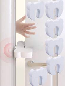 3/2/1件装 熊形儿童抽屉门防夹手装置，免钻孔门挡，婴幼儿门挡，儿童用品 - 白色 - 查看 22