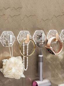 Conjunto de 1 ou 4 ganchos transparentes em acrílico com design de geleira, leves e luxuosos, ideais para cozinha, guarda-roupa, parede, porta e banheiro. Perfeitos para pendurar toalhas, casacos, chapéus, cachecóis e utensílios, mantendo tudo organizado. Ótima opção de presente para amigas, mulheres, para o Halloween, viagens e Natal. - Multicolorido - Ver 6