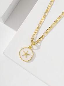 1件经典欧美风格铜镶嵌锆石星形限量版吊坠项链，适合作为圣诞节/感恩节/万圣节/母亲节/情人节礼物送给情侣/朋友/教父母，天主教初领圣体礼，日常及节日佩戴，祈祷。