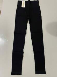 Simple Ribbed Leggings In Polyamide With Double Waistband And Textured Finish. Suitable For Nighttime, Daily Wear, Birthday Parties, Sports And Fitness, Airport Wear, Travel, Formal And Evening Wear, And Holidays. - 黑色 - 查看 4