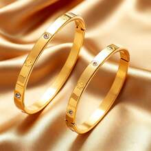 1件不锈钢手链，饰有幸运四叶草和十二月生辰石（合成锆石） - 亲子款手链，圣诞礼物，全年佩戴，优雅简约 - 手鐲 - 查看 1