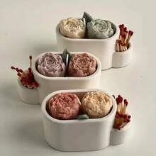 1pc Oval Silicone Mold With Matchstick Hole, DIY Candle Cup, Wax Melt, Jewelry, Resin Crafts Storage Container Mold - White - View 7