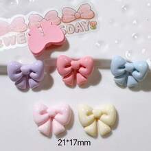 10件装混合可爱蝴蝶结奶油色树脂配件，创意鞋饰，DIY珠宝配件，发夹 - 馬卡龍蝴蝶結 - 查看 4
