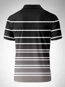 Men's Gradient Striped Business Casual Short Sleeve Polo Shirt, Spring/Summer - Multicolor - View 5