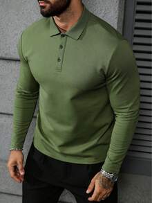 男士Polo衫透气舒适，适合商务场合、运动、聚会以及作为礼物。 - 軍綠色 - 查看 1