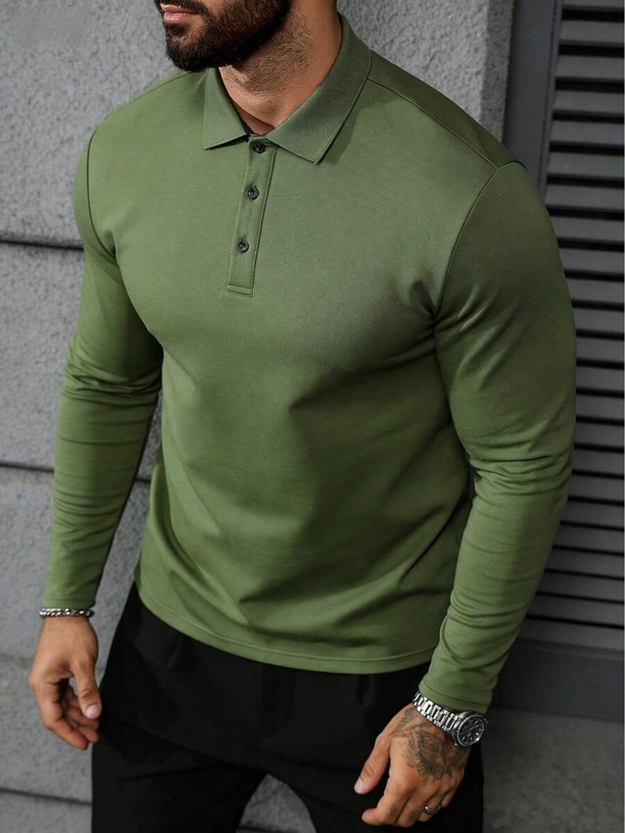 男士Polo衫透气舒适，适合商务场合、运动、聚会以及作为礼物。 - 軍綠色 - 查看 1