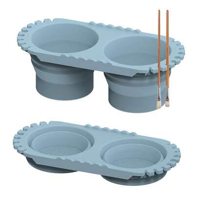 Foldable Paint Brush Rinse Cup Portable Dual Compartment Art Brush Holder For Fine Art, Studio, Classroom, Travel