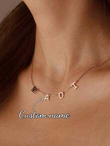 Customized Cute 3D Enamel Bubble Letter DIY Sliding Necklace, Uppercase Letter A-Z Personalized Minimalist Teardrop Letter Pendant, Elegant Birthday Wedding Engagement Jewelry Valentine's Day Gift - Segmented - View 10