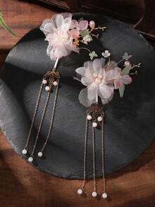2pcs Pearl Tassel Bridal Hair Clip Hairpin Headpiece - 9857 - View 5