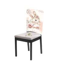 1件/4件/6件/10件装复活节系列米色兔子，头戴花朵头饰，周围环绕着粉色和白色花卉图案的短绒可拆卸椅套，适合所有季节，可用于餐厅、客厅、办公室、酒店的节日装饰。 - 彩色 - 查看 4