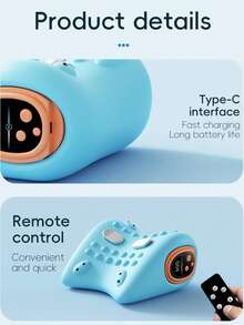 Cervical Massage Pillow, Portable Finger Pressure Neck Extender, Neck And Shoulder Relaxation Pillow With Heating Function, 3 Temperatures And 3 Modes, Suitable For Home, Office And Travel (Blue) - 藍色 - 查看 8