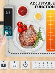 Electric Food Warming Tray - Portable Roll Hot Plate ,Adjustable Silicone Heating Pad With 6 Temperature Settings And 5 Timing Options,Buffets Party Gatherings Kitchen Warmer Countertop Holiday - US A Type Plug(110-127V) - View 2