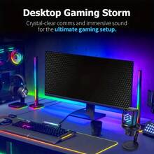 LMBGM V9 RGB 背光电容式麦克风，即插即用，USB 一键降噪，心形指向性，3.5mm 音频接口 - 清晰精准的音频采集，适用于电脑录音、直播、卡拉OK、游戏和电竞。 - 黑色 - 查看 9