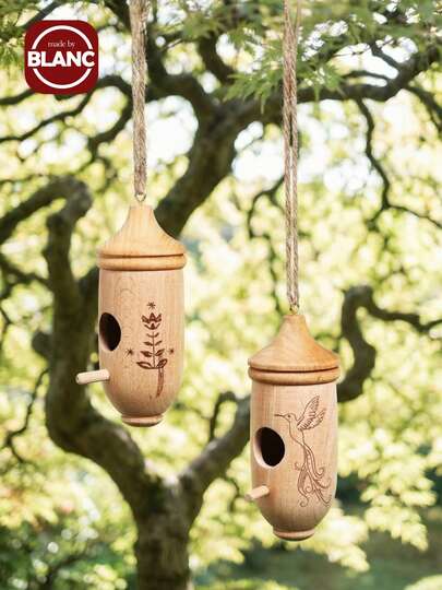 Hummingbird House Wooden Outdoor Birdhouse Hanging Hummingbird Birdhouse With Rope For Outdoor Gardening Gifts-Hummingbird House