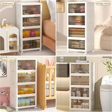 4 Tier Plastic Storage Bins With Lid 23QT, Stackable Storage Containers With Wheels, Folding Storage Boxes, Collapsible Storage Bins, Closet Organizers And Storage For Living Room,Office,Dorm - mặc định - Xem 3