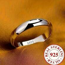 Fashionable Titanium Steel Plain Couple Rings, S925 Silver Plated, Non-Fading, Personalized Tail Ring, Engagement Jewelry, Eternal Style, Suitable For Casual Wear And Party, Christmas, Birthday, Holiday, Best Friend Gift - 銀色 - 查看 1