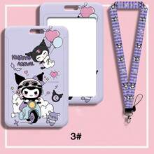 时尚可爱卡通图案滑动卡套，适用于学生证、公交卡、工作证、工厂工牌、地铁卡、餐卡、钥匙链挂绳、护士/员工证件套 - 彩色 - 查看 14