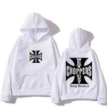 West Coast Choppers Hoodie For Men And Women, Oversized Fashion Top, Hip-Hop Clothing, Fleece Long-Sleeve Sweatshirt Hoodie - 黑色 - 查看 4