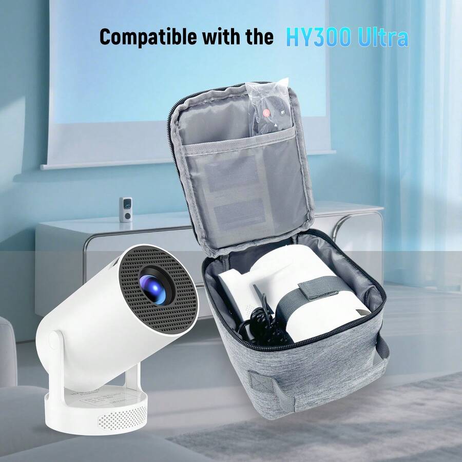 VELEC HY300系列投影仪收纳包，旅行收纳箱，兼容HY300 PRO/HY300 Ultra及大多数迷你投影仪，投影仪爱好者的圣诞礼物，投影仪配件 - 灰色 - 查看 1