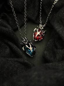 2pcs Couple's Hollow Heart Pendant Necklace Set, Creative Guarding Heart Design, Valentine's Day Gift, Personalized Clavicle Chain Gift Box - Heart Necklace - View 8