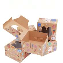 16pcs/Pack Easter Bunny Window Chocolate Candy Cookie Packaging Boxes, Transparent PVC Window Egg Flower DIY Baking Gift Boxes - Multicolor - View 7