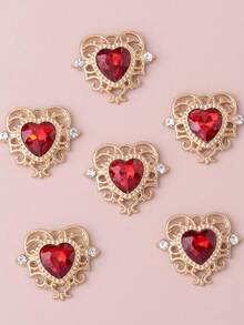 Red Heart Shaped Crystal Pendant, Suitable For DIY Necklace