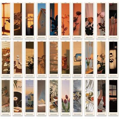 30PCS Vintage Mood Scene Theme Paper Bookmarks Book Lovers, Boxed Bookmarks Set Daily Mood