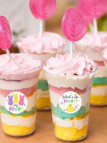 （1件）复活节彩蛋装饰标签、贴纸、封条，兔子和彩蛋卡通图案，节日贴纸，非粘性标签，奖励贴纸，简约风格 - 彩色 - 查看 4