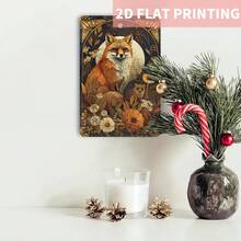 Room Decor 1pc Forest Spirit Fox And Owl Vintage Iron Wall Art, 8x12 Inch Decorative Plaque, Ideal For Home, Living Room, And Nature-Inspired Spaces - White - View 6