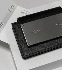 韓国マティンキムカードホルダーデザイナーブランドメタルレタークラシックシンプル実用小銭入れ - 黒いスタンプ - チェックする 6