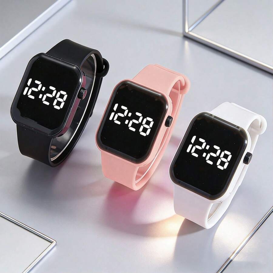 1pc Unisex Fashion LED Digital Watch With Time & Date Display, Suitable As Back To School, Christmas, Birthday Gift For Teens - Multicolor - View 1