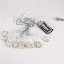 1pc 300cm USB LED Curtain Light String, Christmas Room Decoration, Remote Control 8 Function Light Garland ,Wedding And Birthday Curtain Decoration - 多色光 - 查看 8
