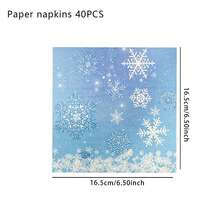 Ice And Snow Themed Snowflake Napkins, Disposable Blue Lunch Napkins, Frozen Birthday Snow Scene Themed Party Decorations, Frozen Birthday Napkins, Blue And White Winter Wonderland Themed Winter Celebration Supplies - Multicolor - View 11