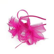 1pc Fascinators Hat Mesh Ribbons Feathers On A Headband And A Clip Tea Party Headwear For Girls And Women,Holiday,Festival - Multicolor - View 13