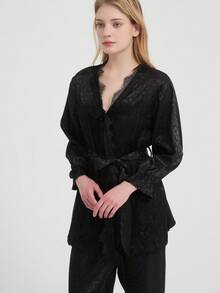 New Women's Fashion Casual Pajamas & Loungewear Set - Black - View 7