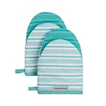 Oven Mitts And Pot Holders Set - Aqua Sky - View 7