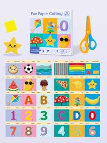 1 Conjunto Exercício de Recorte de Papel Divertido para Crianças, Brinquedo Educativo de Treinamento de Coordenação Olho-Mão para Bebês, Cartões Educativos de Aprendizagem Precoce - Multicolorido - Visão 9