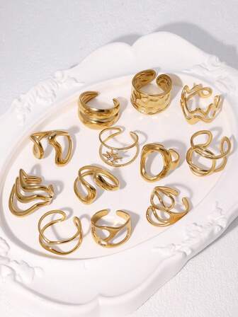 1pc Minimalist Geometric Line Openwork Stainless Steel Ring, Elegant & Versatile, Suitable For Women's Daily, Party, And Date Wear