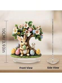 New Easter Bunny & Colored Eggs Acrylic 2D Decoration, Home Bedroom Tabletop Ornament - Multicolor - View 1