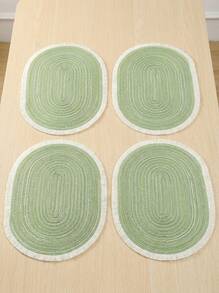1/2/4/6/8pcs Simple Ombre Beige-Coffee Oval Polyester Placemat - Green 1 - View 11