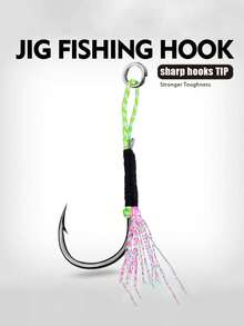 Tied Iron Plate Hook, Sea Fishing Boat Fishing, Lure Fish Hook, Iron Plate Single Hook, Bright Silk Fish Hook, Fishing Gear Accessories, 10 Pieces/Pack - Multicolor - View 2