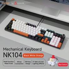 AJAZZ NK104 Wired Gaming Mechanical Keyboard, Multi-Function Metal Knob, 104-Key Large Configuration, Office Mechanical Keyboard, Red Switch, Symphony Backlight, Support Multi-System, Suitable For Games And Office - Multicolor - View 14