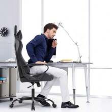 High-Back Gaming Chair PC Office Chair Computer Racing Chair PU Desk Task Chair Ergonomic Executive Swivel Rolling Chair With Lumbar Support For Back Pain Women, Men - màu đen - Xem 3