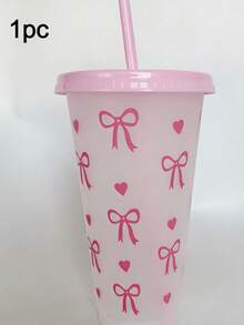 1/5/10件套装包含1个或5个可重复使用的塑料杯，配有粉色丝带，每个杯子容量为24盎司，配有吸管和杯盖。非常适合派对、饮用、咖啡，也适合母亲节、婚礼、生日、单身派对或作为送给妻子、女友和家人的礼物，也适合派对装饰和户外体育赛事。 - 彩色 - 查看 12