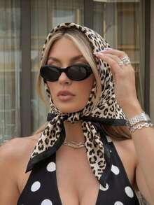 1件装 女士 2026 经典豹纹 70*70cm 缎面头巾 防晒 多功能头巾 日常休闲 - 彩色 - 查看 2